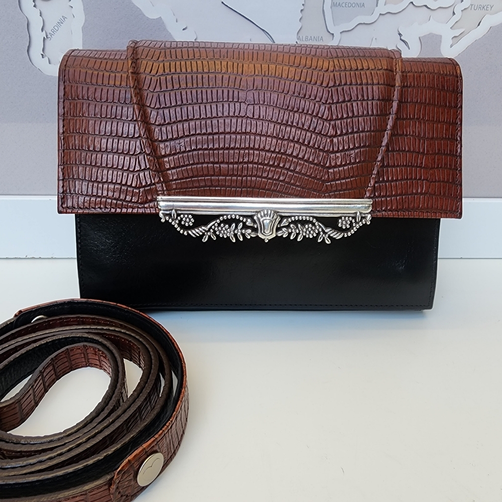 Brighton Vintage Crossbody Bag plus Wallet Snakeskin Leather - Picture 13 of 16